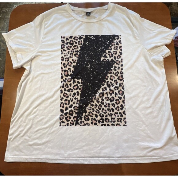 SHEIN Tops - SHEIN T Shirt Womens 4XL Leopard Lightning Bolt Minimalist Edge Retro 90s Punk